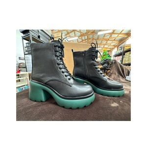 Bar III Black and Green Platform Moto Boots
